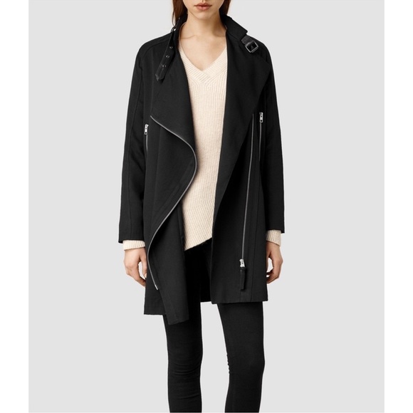 AllSaints Wren Biker Coat Jacket - Picture 2 of 5